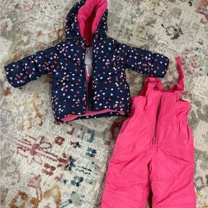 Carter's Navy Heart Jacket and Pink Snow Pants Set